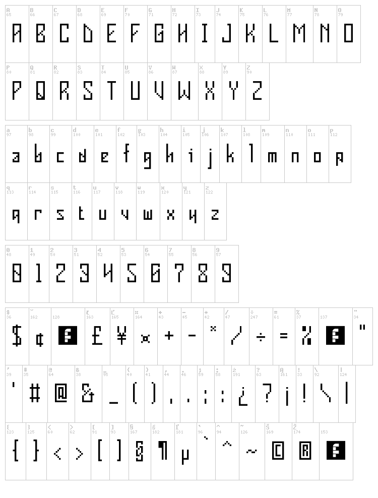 V-Insider font map